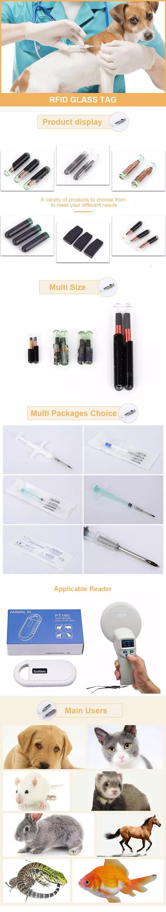 134.2KHZ 125KHZ RFID Glass Capsule Tag NFC Microchip For Animal