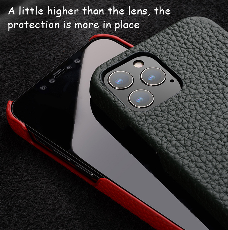 Minibook Handmade Luxury Full Grain Pebble Leather Phone Case for Iphone 13 14 Pro Max