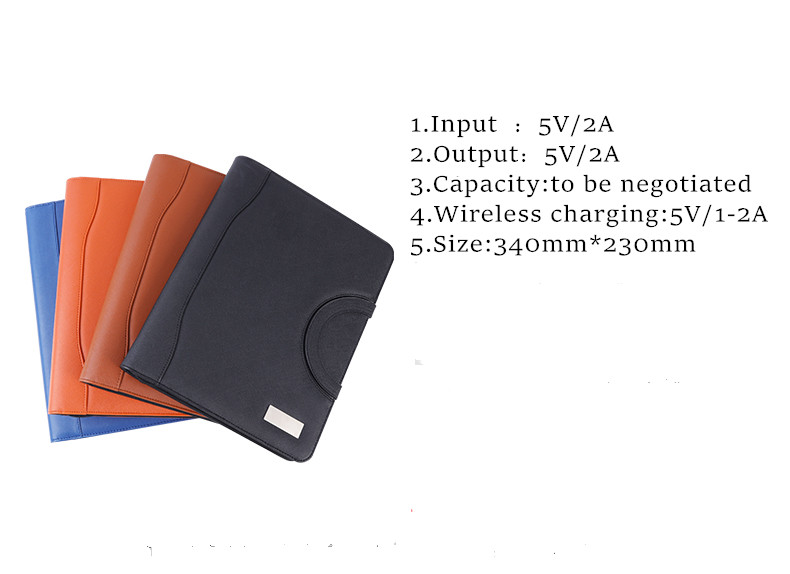 Multifunctional Waterproof Power Bank Notebook Portfolio Leather Material