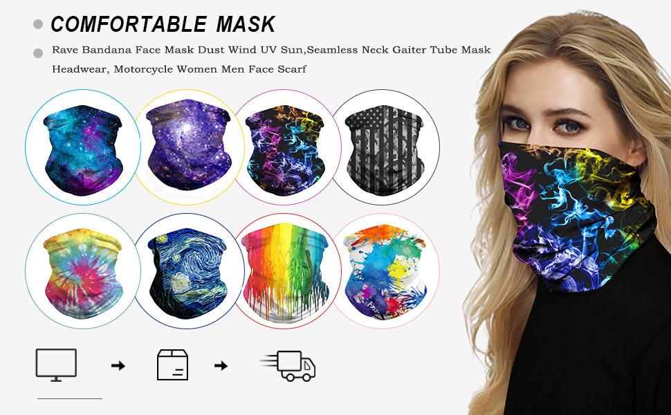 Plain Printed Solid Color Mujer Seamless Bandana Scarf