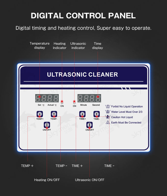 3.2l 120w flat digital operation mode ultrawave ultrasonic cleaner with digital timer&heater