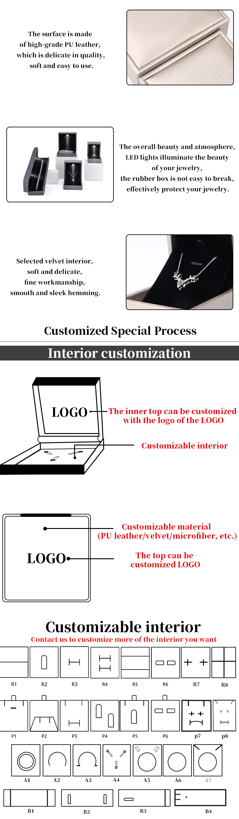 Customized Hanhong Logo LED Jewelry Box for Luxury Faux Leather Personalized Packaging