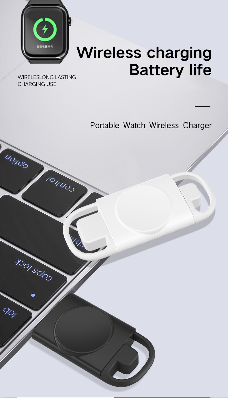 Lightweight White Apple Watch Wireless Magnetic Charger 5V Input Voltage