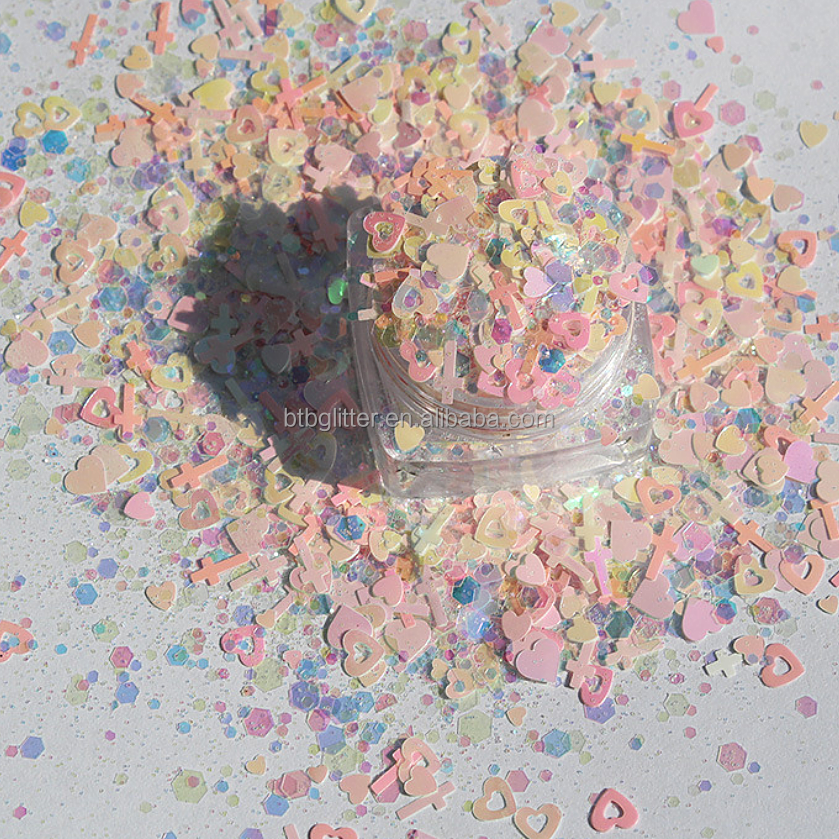 Gel UV Nail Art Glitter Mixes Shape Valentines Nail Glitter Paillettes for Other Holiday Supplies and Tattoo