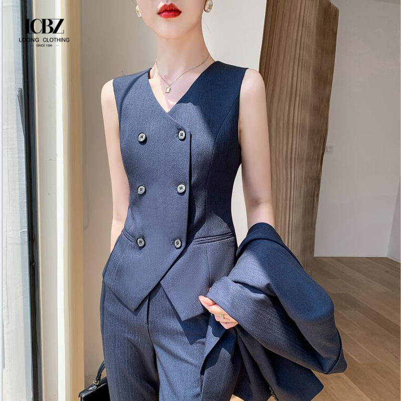 Sexy Women Formal Suit Trousers 3 Pcs Black Office Lady Suit Formal Suppliers Breathable