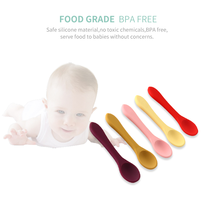 Safe BPA Free Silicone Infant Spoons Non Toxic Microwaveable