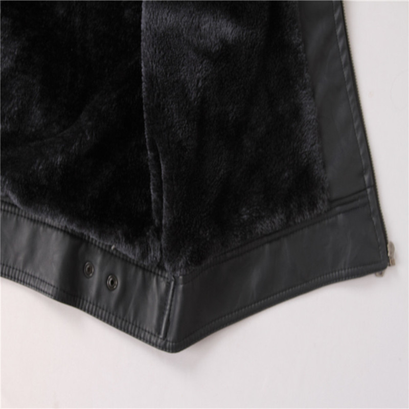Men'S High Quality PU Coats Hooded Jacket Plush Fur Coat keep warm Windbreak