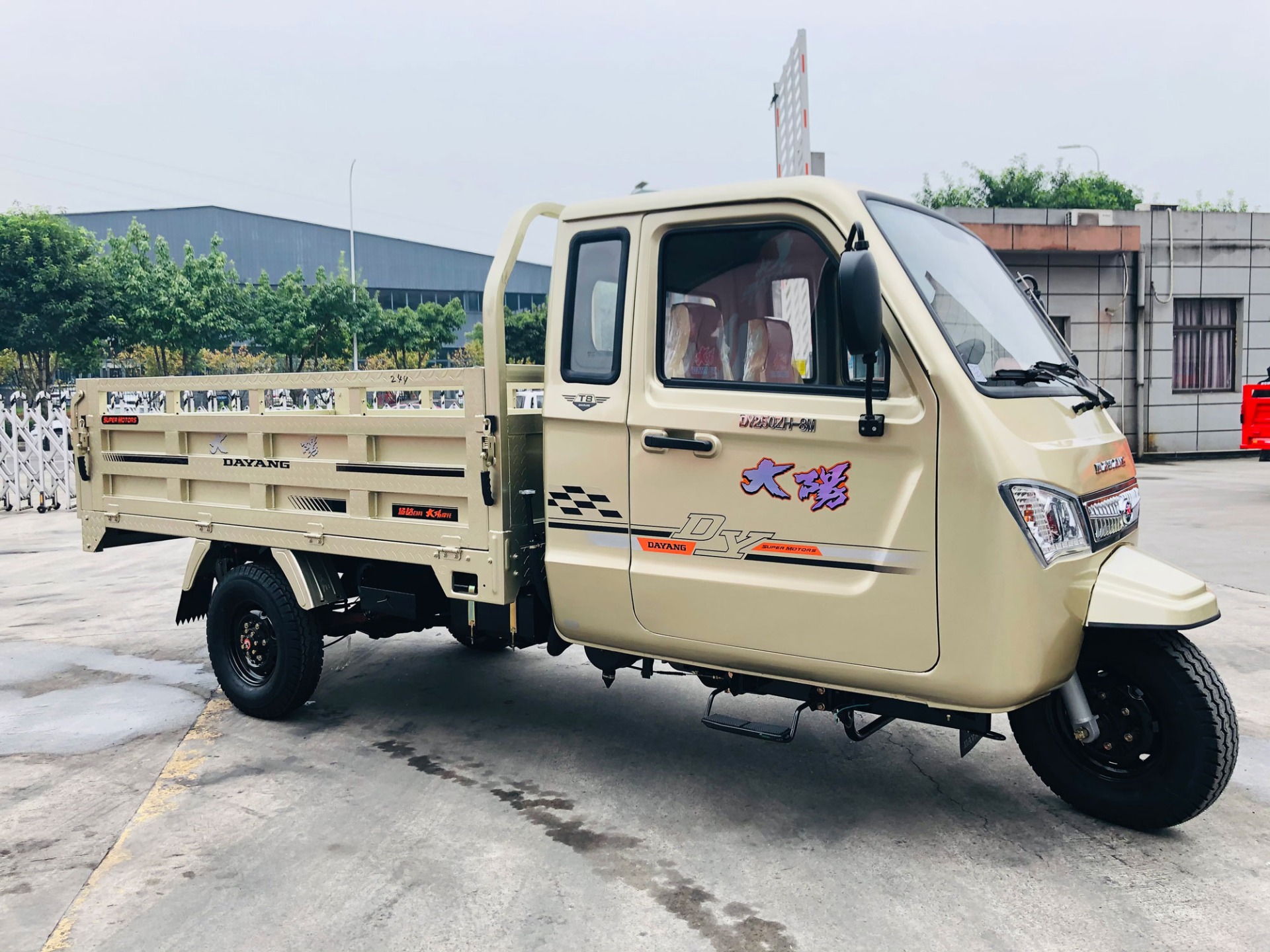 Dayang 3wheels Motorcycle Tricycle with Customized Cargo Box Size 2.4*1.5 and 12V Power
