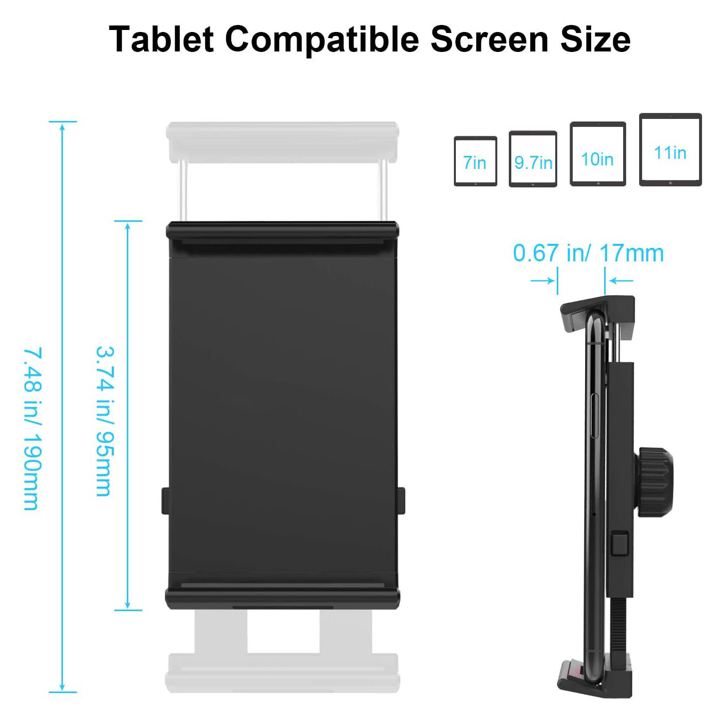 7inch 11Inch CD Slot Tablet Holder Universal Anti Vibration RoHS Approved