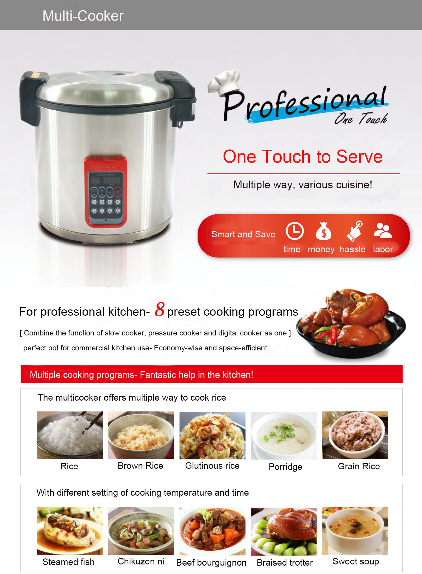 Multifunctional Stainless Steel Electric Rice Cooker With Precise Temperature Control