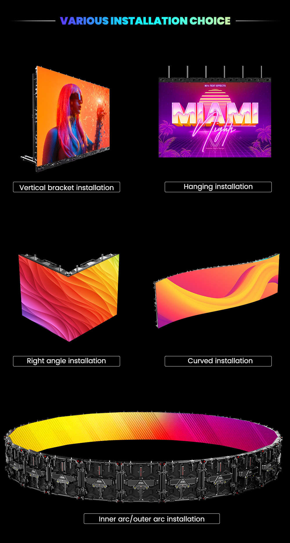 Waterproof 500x500 full color p3.91 p1.56 P2.604 7680hz panel indoor outdoor display wall stage rental led screen
