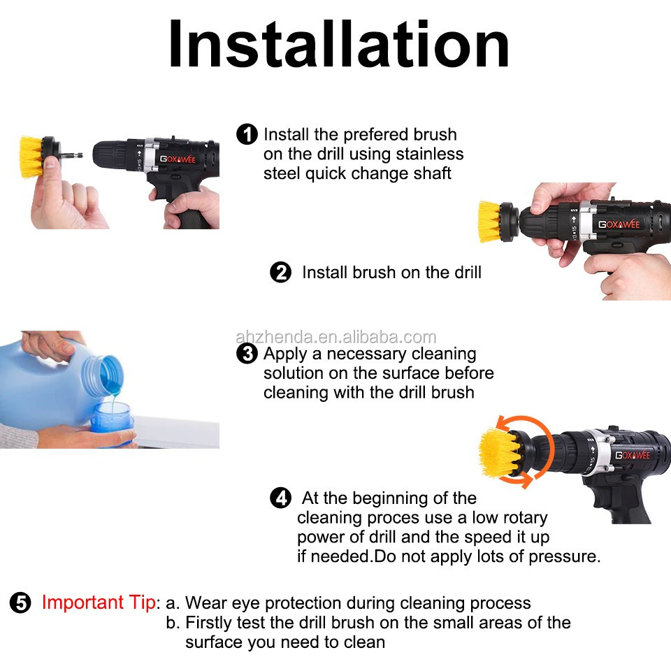 Extrusion Molding 15PCS Power Scrubber Cleaning Kit For Floor Tub Shower
