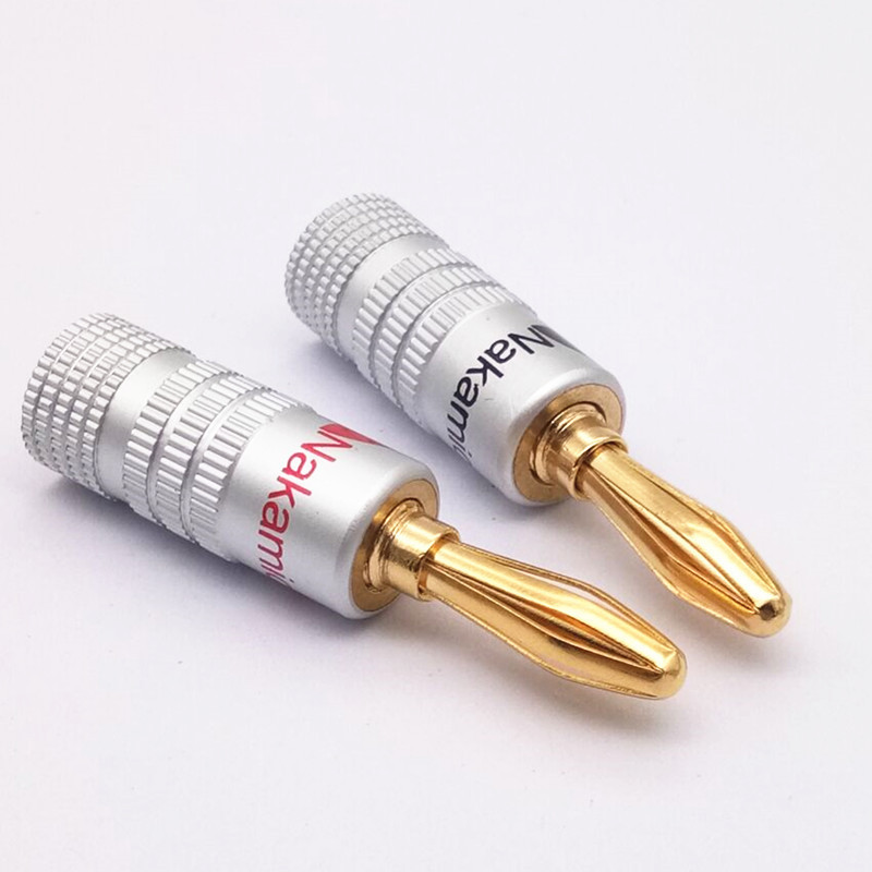 Gold Plated Male Nakamichi Banana Plugs 4mm For Audio Jack Speaker