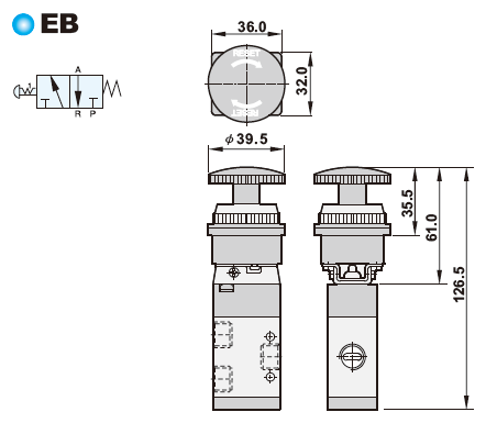 1/4" Mechanical 3/2 Way Push Button Air Valve Red Port Convenient Operation