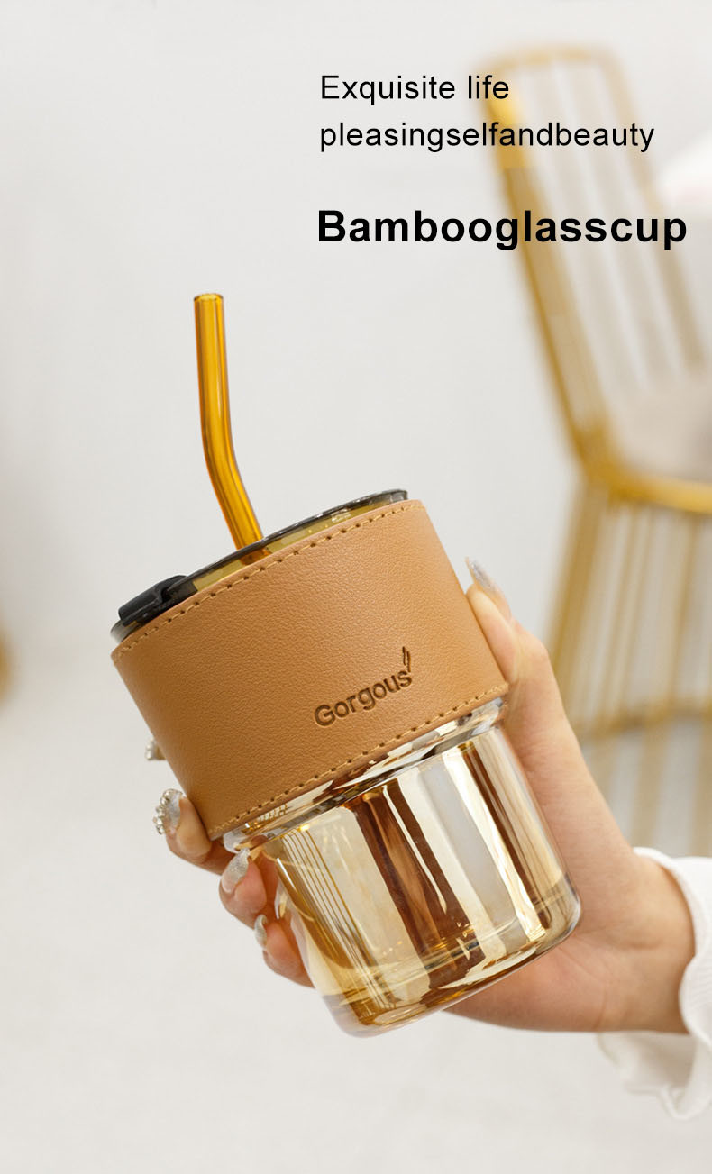 420ml 450ml Soda Lime Glass Reusable Coffee Cups With Lids Leak Proof Travel Mug