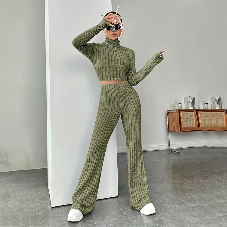 Women s Sweaters for Daily Wear Occasion with Regular Fit in Fall Season Women's Set Long sleeved Pants Knitted Sweater