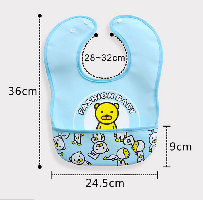 Safety Waterproof Baby Bib , Toddler Feeding Bibs 100% Polyester Washable
