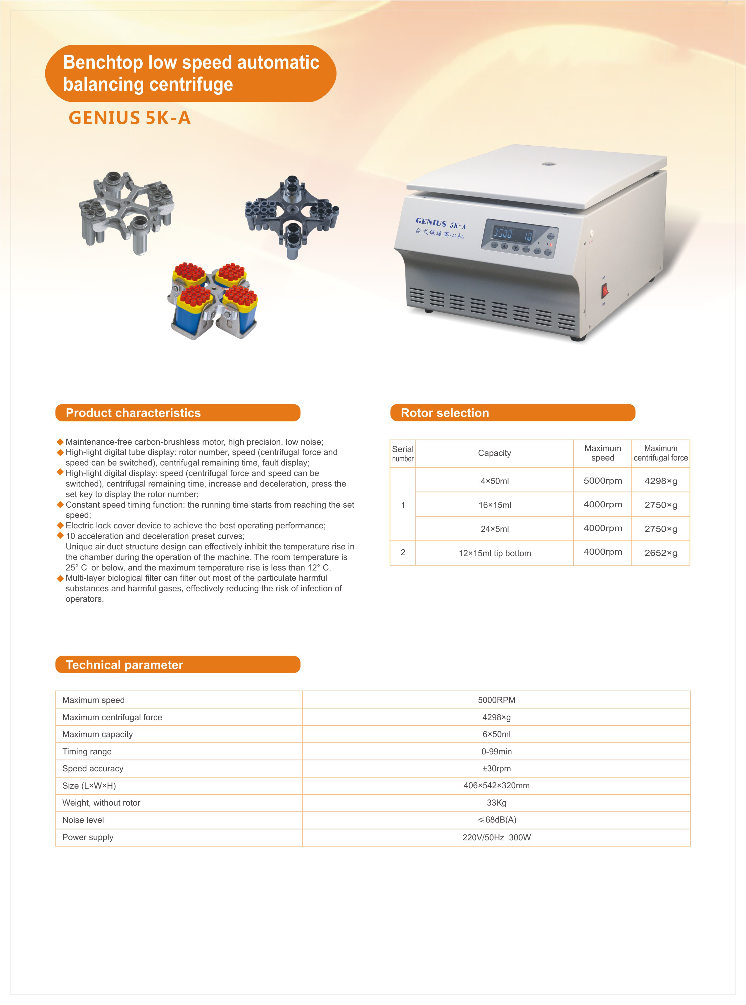 5000rpm Tabletop Automatic Centrifuge for 3/5ml Standard Vacuum Extraction Vessels
