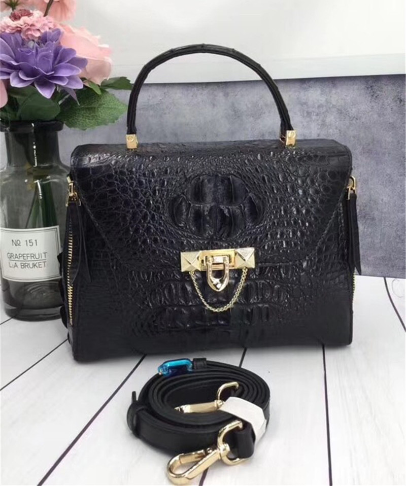 Exotic Genuine Crocodile Skin Woman Orange Purse Authentic Alligator Leather Lady Handbag Female Crossbody Shoulder Bag