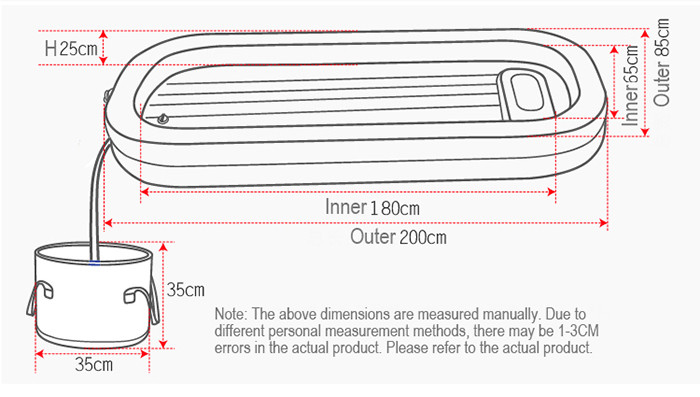 25L PVC Medical Adult Blow Up Bath Disabled Inflatable Bathtub For Elderly