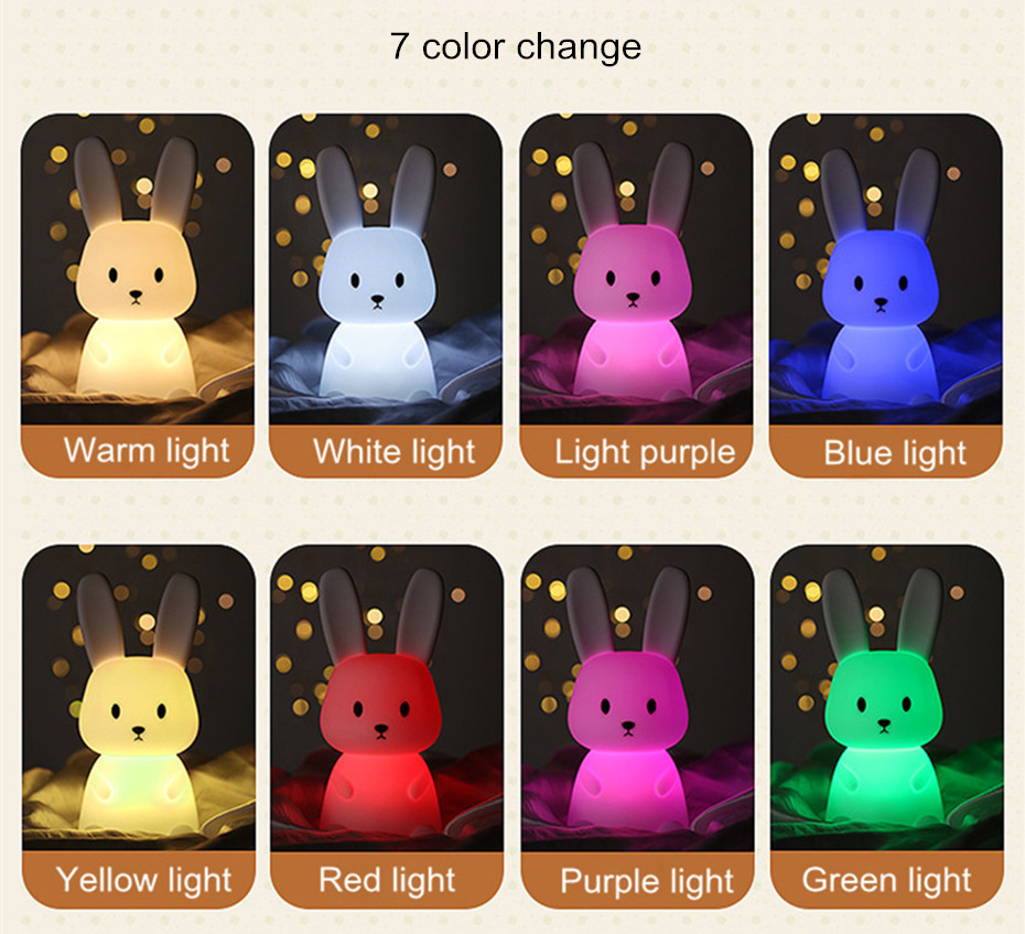 4100K LED Silicone Rabbit Night Light Touch Control For Bedroom