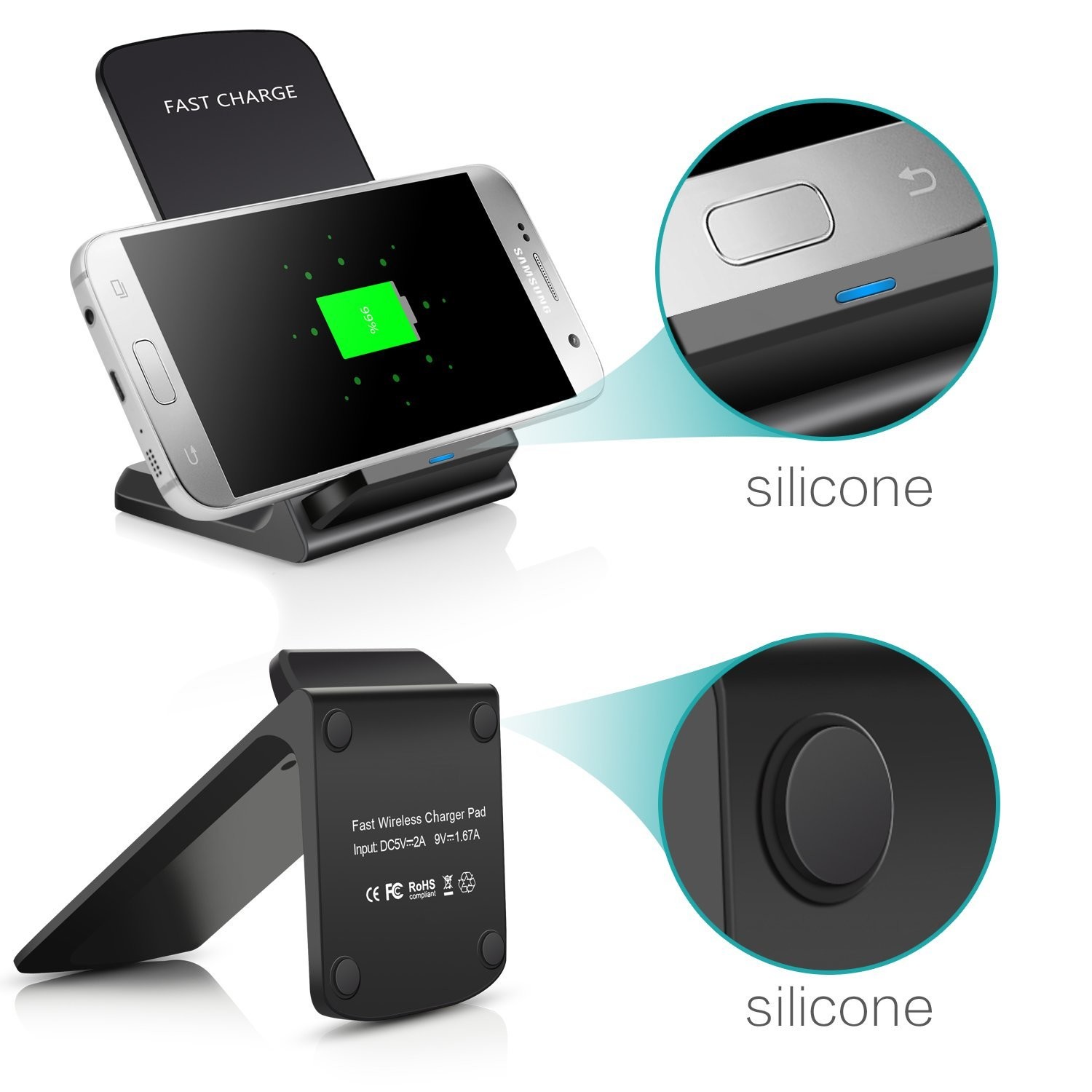 2018 cheap factory price New products fast qi wireless charger S7 for samsung smart phone S6 S7 S8 and Iphone