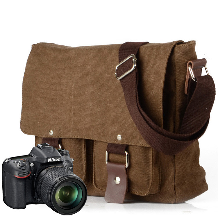 Waterproof Waxed Canvas Laptop Messenger Bag Men Business Briefcase BRB02