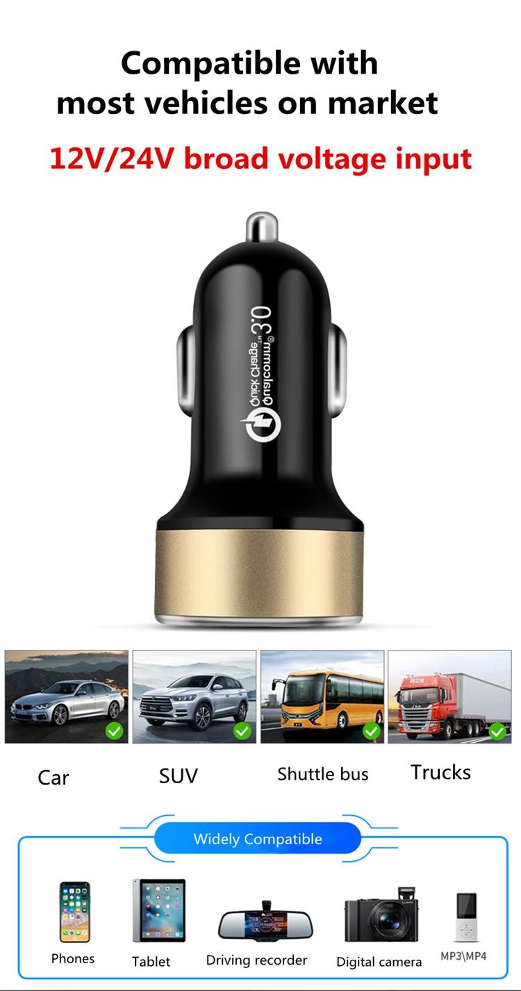 LCD Type C Car Charger PD 6A 36W QC3.0 For IPhone Huawei Xiaomi
