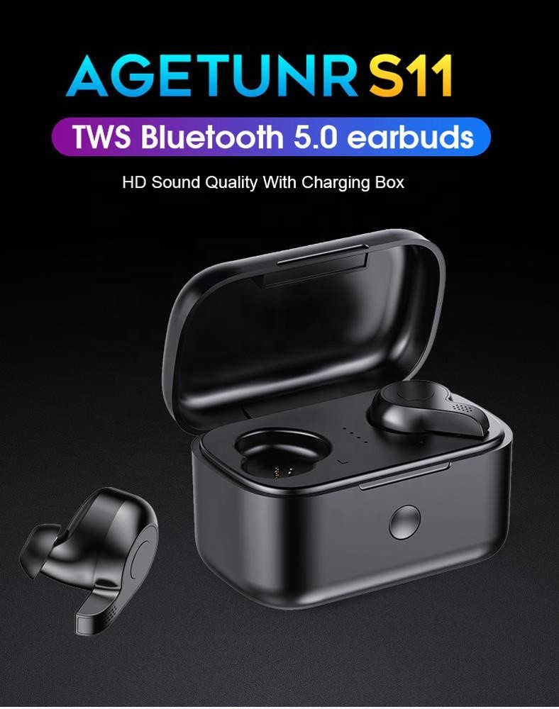 Black DC 5V 1A 50mAh Wireless Bluetooth Earphone