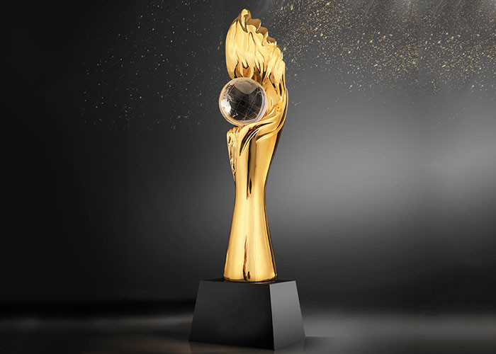 Custom Made Resin Trophy Cup / Award Cups Trophies With Crystal Ball