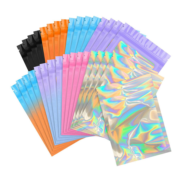 Holographic 4x6 Resealable Bags , Clear Window Stand Up Mylar Bags