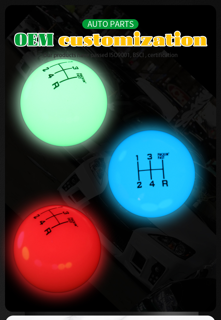 Universal Car Gear Shift Knob Luminous Shift Stick Knob with 3 Adapters Red blue green for Manual Automatic Vehicles