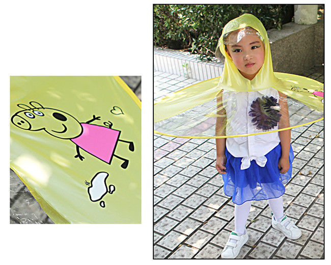 PVA/EVA Material Childrens Waterproof Raincoats Yellow Cartoon Duck Printed Poncho
