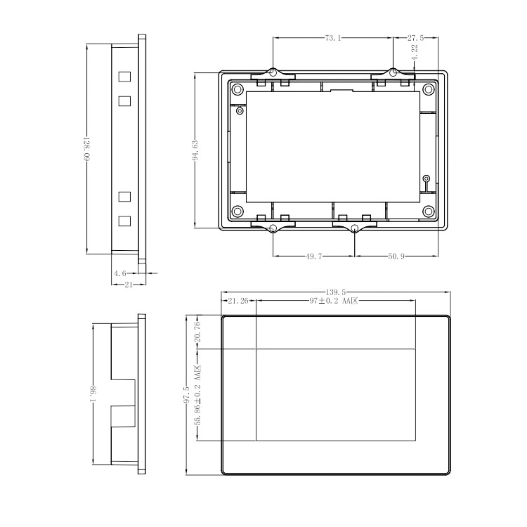 5.0" Lcd Module Display HMI 5in Lcd Display Resistance Touch With Housing 120MB