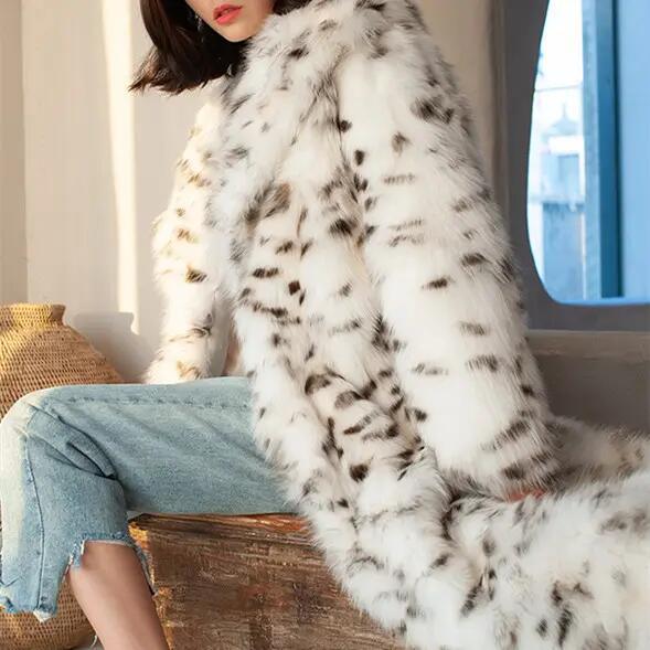 Latest Design Woman Fur Jacket Long Elegant Coats for Women Oversize Fat Girl Outdoor Wear Lynx Fur Coat