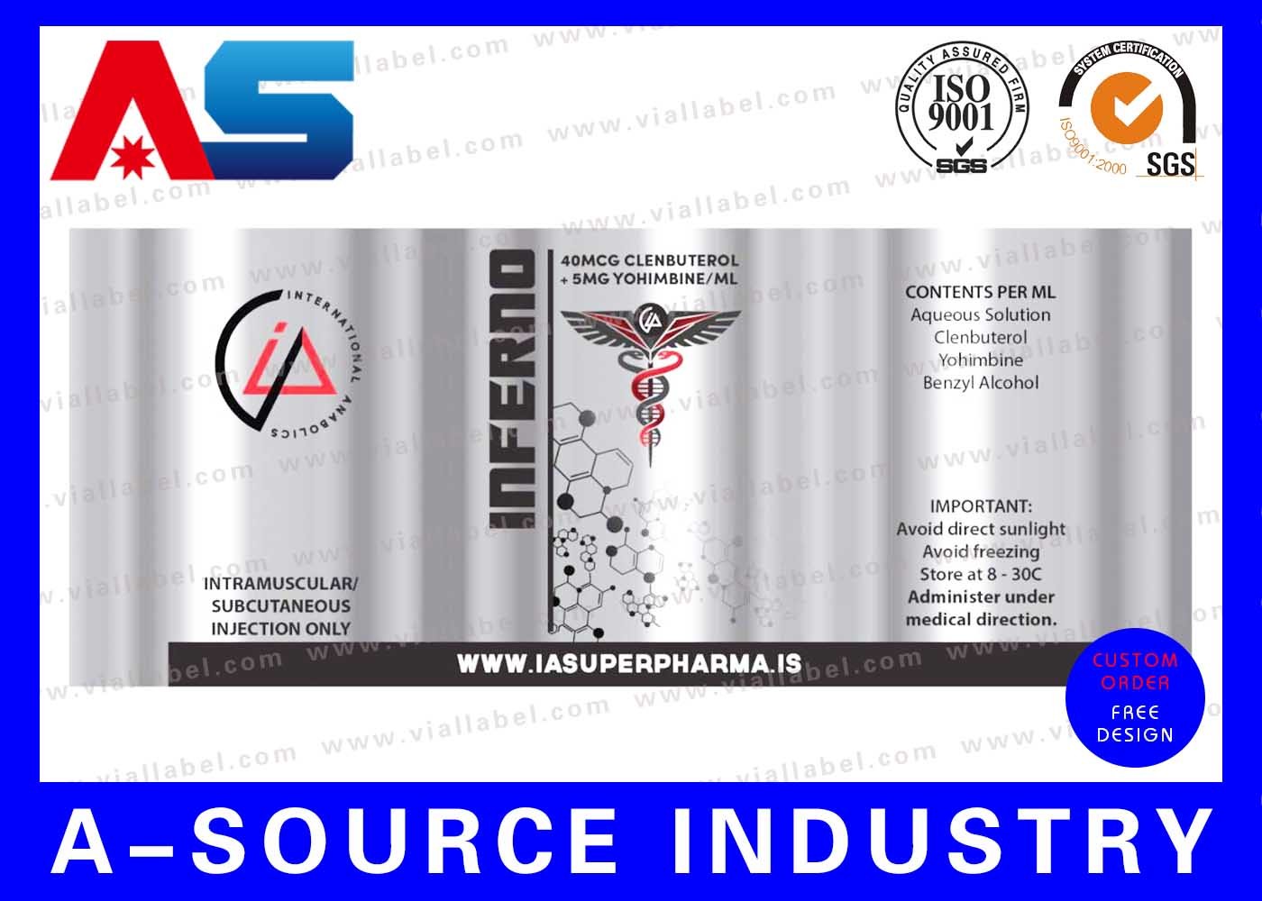Anavar Oxandrolone 50 Tablets Pill Label Hologram Printing Waterproof Pharmaceutical Usage