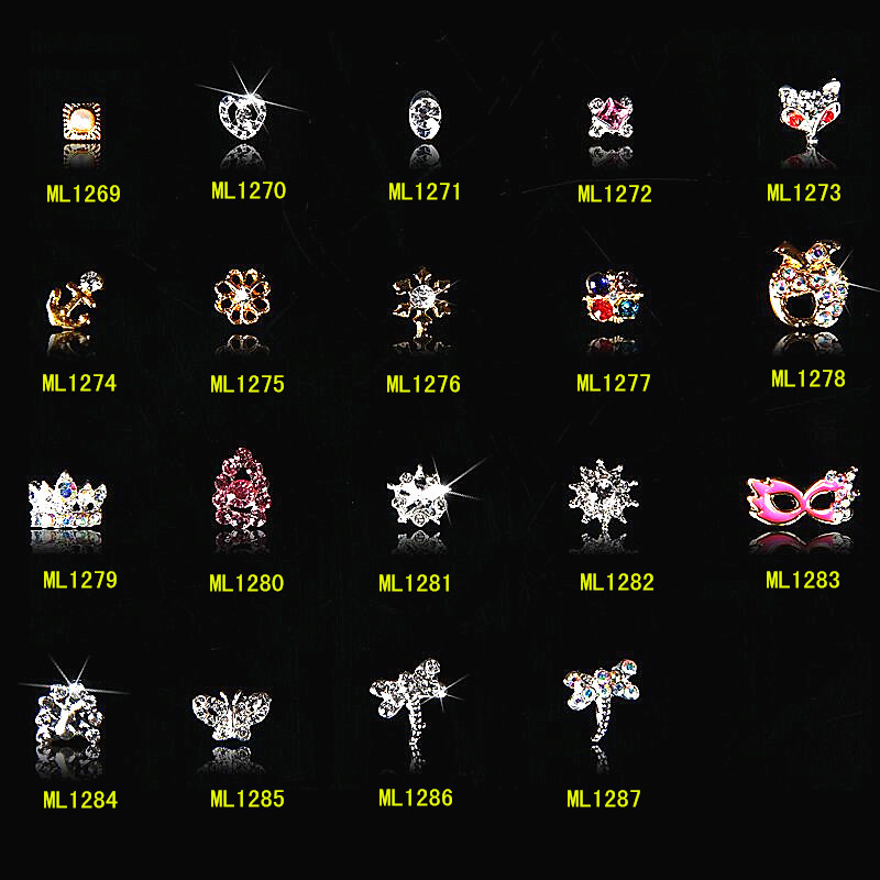 Hot NEW Wholesale Alloy Jewelry 3D Nail Art Jewelry Nail rhinestones Sticker Supplier Number ML1269-1287