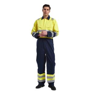 China Inherently Flame Retardant Arc Protection Clothing , Hivis Yellow FR Coverall on sale