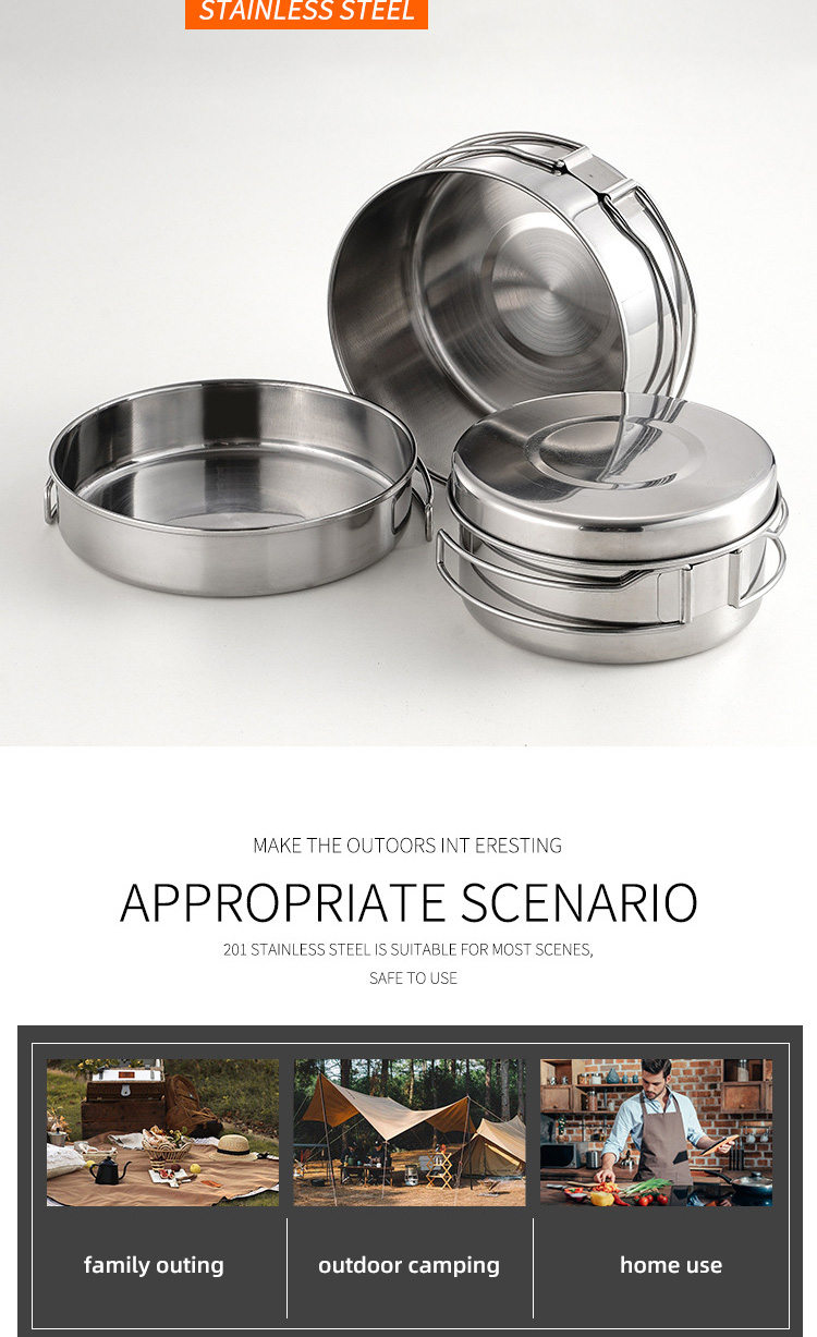 Stainless Steel Material Outdoor Cookware Set For Camping