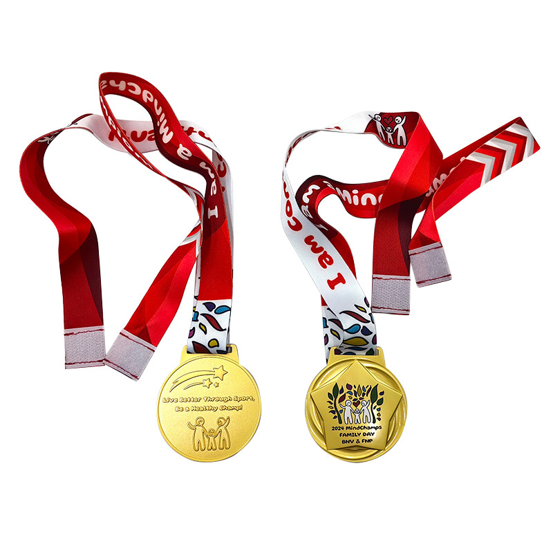 2.75" Custom Community Family Events Medal Custom Neck Ribbons For Medals