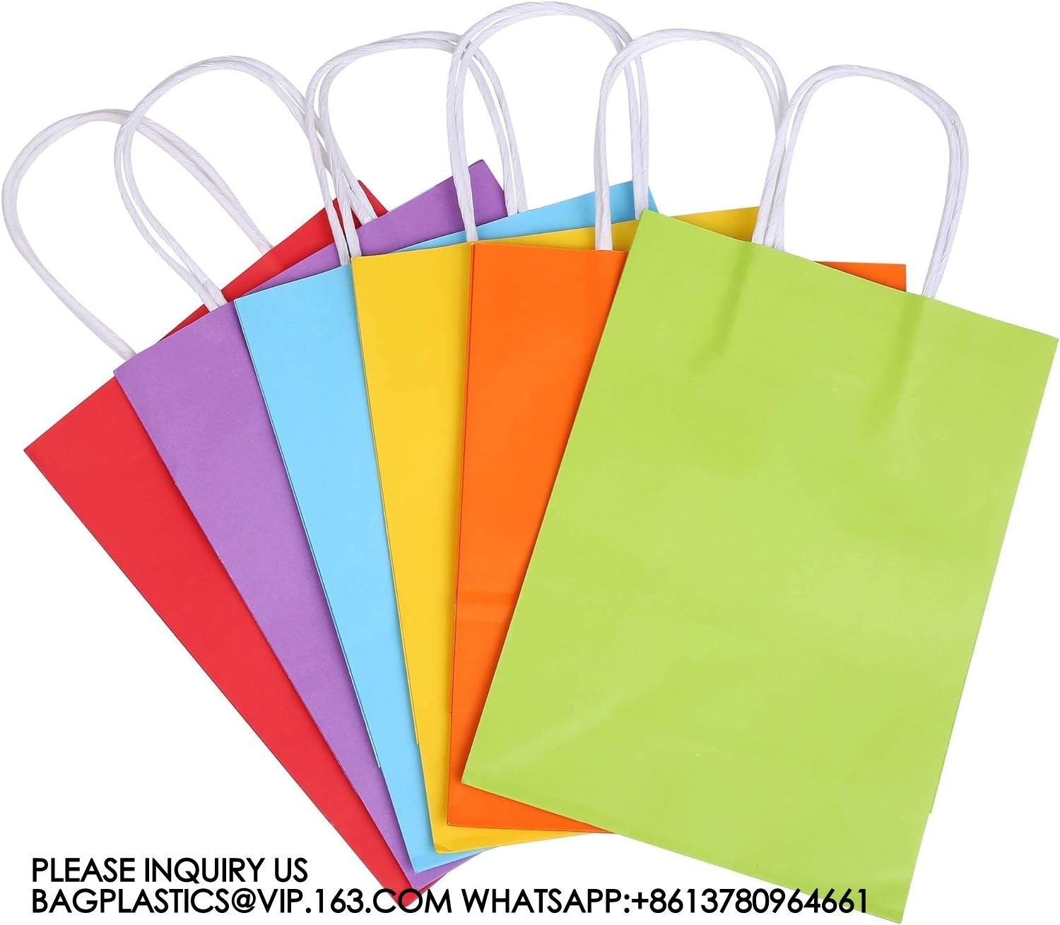 Recyclable, Sustainable, Paper Bag, Kraft Bag Kraft Paper Party Favor Gift Bags With Handle Assorted Colors Rainbow