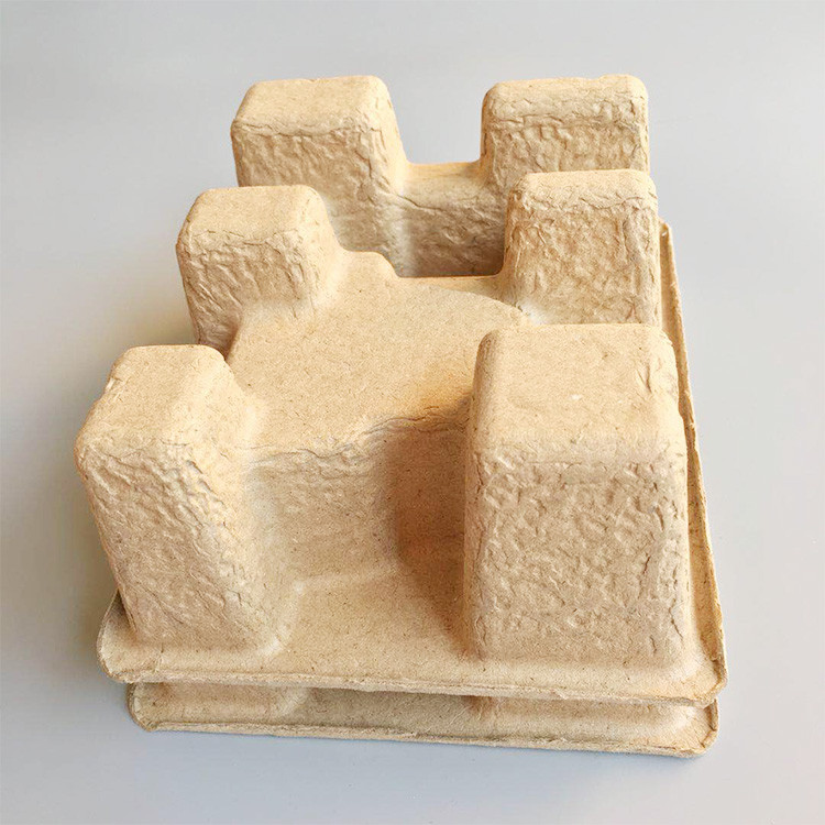 Biodegradable Brown Recycled Paper Fiber Molded Pulp Tray Package For Electronic