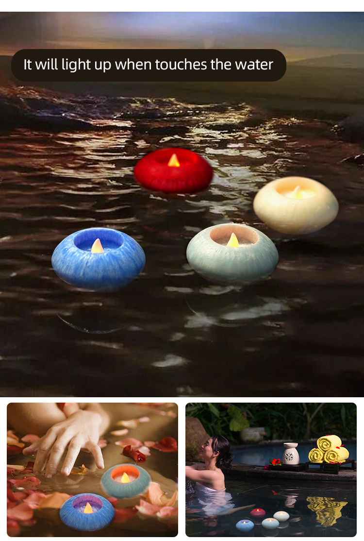 Weddings LED Candle Flicking 3D Flame Real Wax Waterproof Floating Remote Control