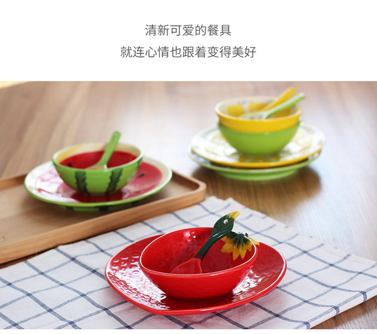 Creative Hand Painted Baking Ceramic Bowl , Watermelon Pattern Porcelain Ice Cream Bowls