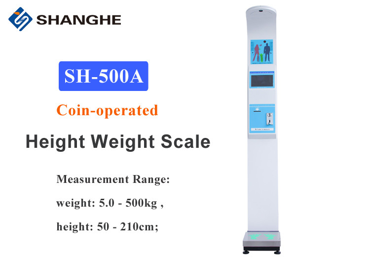 Multi Languages Coin Operated Weighing Scales High Accuracy 20 - 210 Cm Height Range
