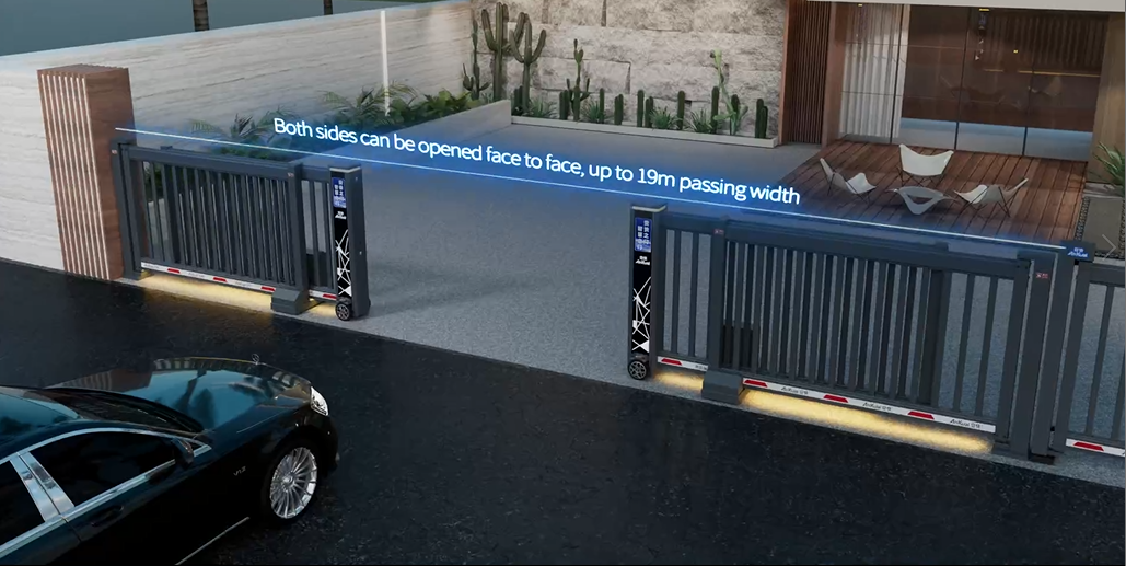 High Security Electric Telescoping Driveway Gate Cast Slats Cantilaver Aluminium Gate