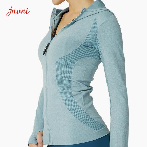 Quality Women Seamless Track Coat Long Sleeve Sports Hooded Jackets Zip Gym Fitness Yoga for sale