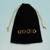 Buy cheap Black Velvet drawstring jewelry bags with customized Gold logo printing from wholesalers