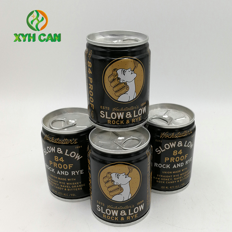Alcohol Tin Cans 0.21mm Thickness CMYK 4C Tin Boxes for 240ML Whiskey Wine