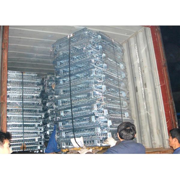 Moveable Foldable Wire Container , Steel Wire Cage With Galvanized Surface Treatment